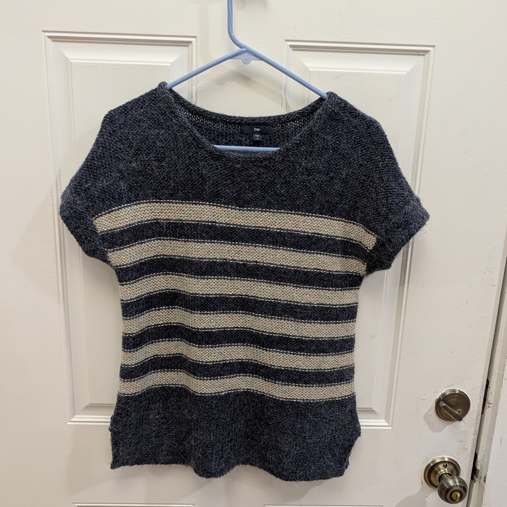 Gap Mohair Blend Striped Short Sleeve Sweater